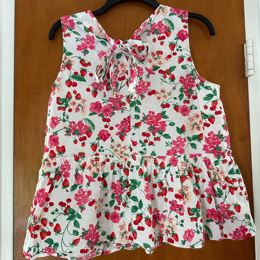 Ann Taylor Floral Sleeveless Blouse - Pink and Green - Picture 4 of 5